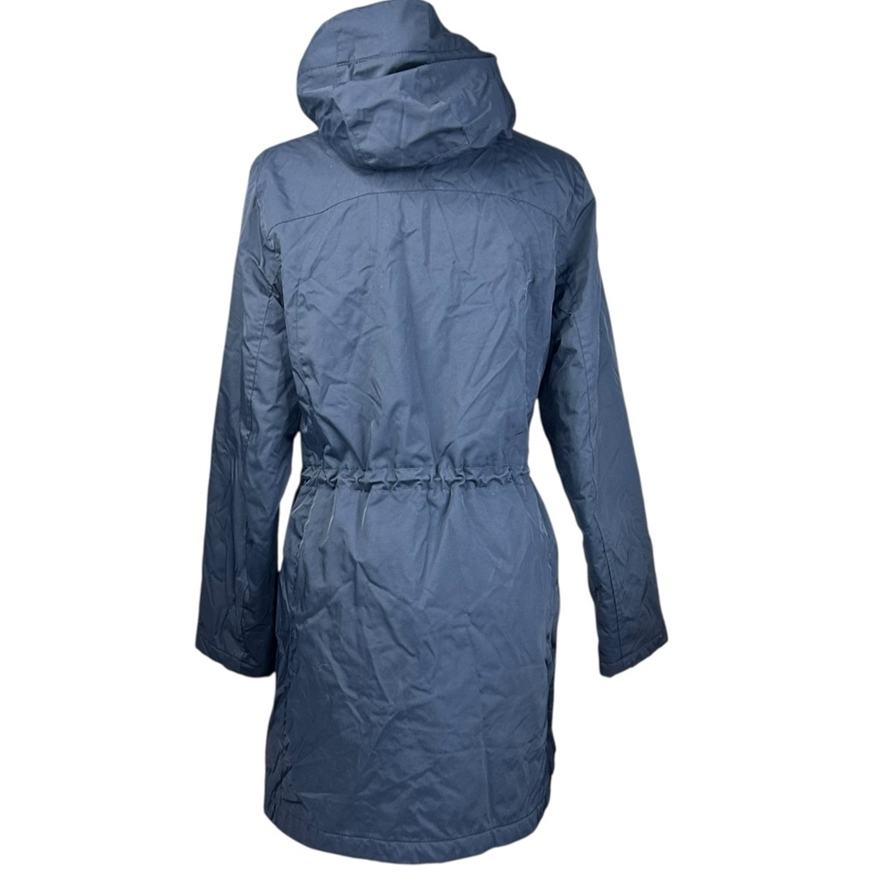 L.L Bean Winter Warmer Coat M Navy Flannel Quilted Hood Water Resistant - Picture 4 of 16